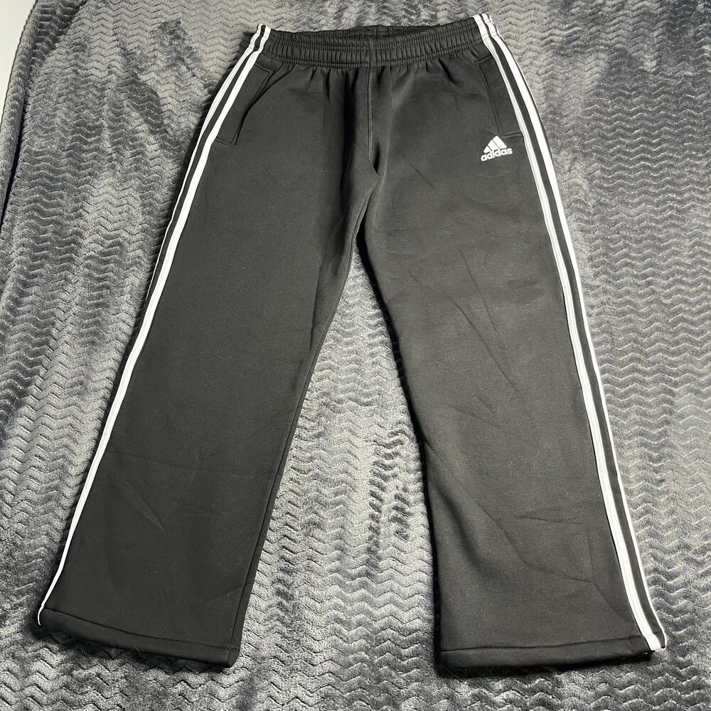 Vintage Adidas Track Pants Mens XL Black Baggy Wide Leg